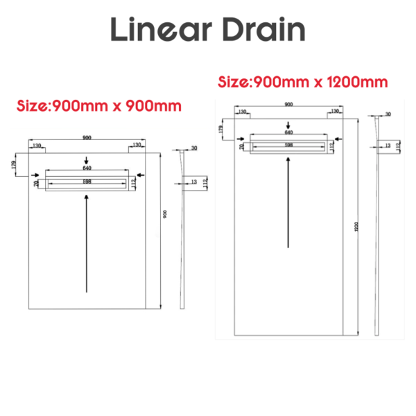 Wetroom Shower Tray Linear Drain size